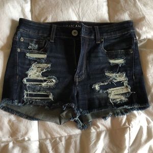 American Eagle high rise shortie Jean shorts size 6